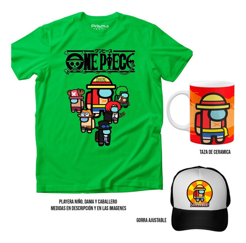 Combo Playera Among Us One Piece + Taza + Gorra Niño-adulto