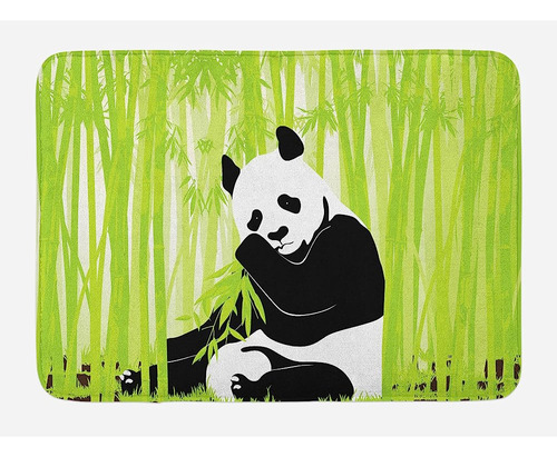 Ambesonne Panda Bath Mat, Panda Bear In Bamboo Forest Jungle