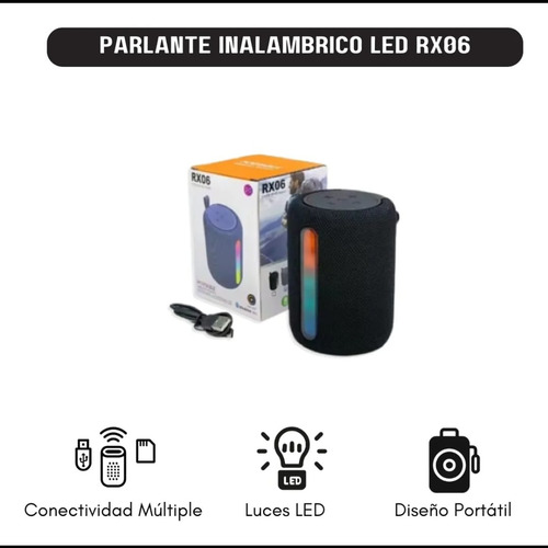 Parlante Bluetooth Rx-07 Portátil Rgb Rojo Portatil Oferta Rojo