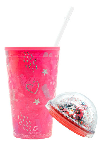 Vaso Unicornio Popote Tapa Cupula Termico Corazon Bebidas
