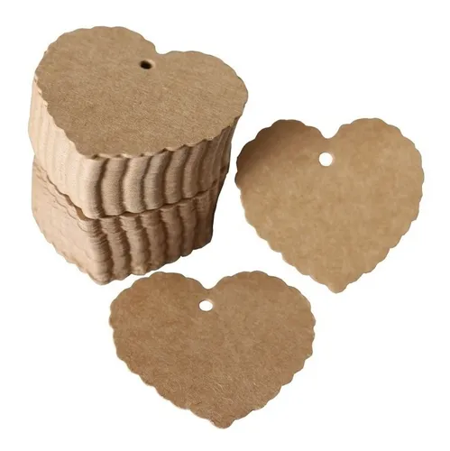 Etiquetas Corazón Papel Kraft Para Regalos Reciclables