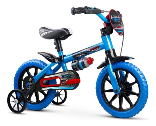 Bicicleta Infantil Aro 12 Com Rodinhas Nathor Veloz Azul