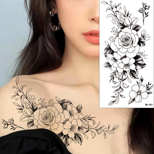 Tatuaje Temporal De Flores De 8 Hojas, Tatuaje Temporal Impe