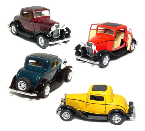 Kinsmart Juego De 4: Ford 1932 1932 De 3 Ventanas Coupe Esca