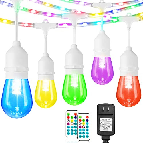 48ft Rgb String Lights With Rope Fairy White Cord, Led ...