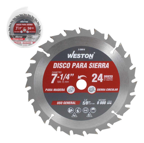 Disco Para Sierra Circular P/madera 7-1/4'' X 5/8'' 24dt