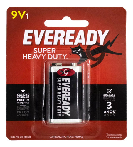 1 Pila Bateria 9v Eveready 1222 Zinc Carbon