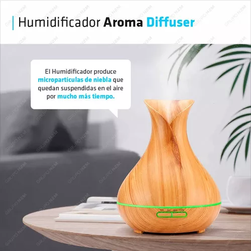 Humidificador Lampara Led Wood Difusor Aroma Vaporizador