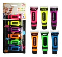 Comprar Set 6 Pinturas Flúor Fiesta Neón Pinta Carira Y Cuerpo