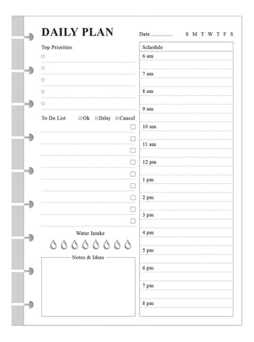 Papel De Recambio Para Planificador Diario Encuadernado En D