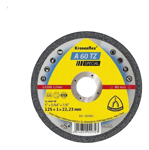 25 Disco De Corte 1.0mm 4.1/2 (115x22,2) Special - Klingspor