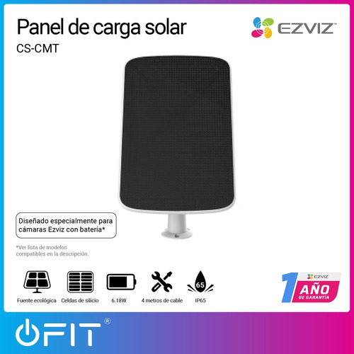 Imagen 2 de 10 de Panel De Carga Solar 6w Bateria Camaras Ezviz Cmt Ip65
