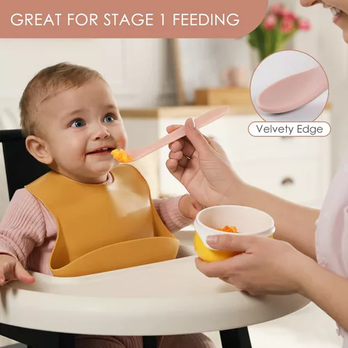 Baby Spoons Cuchara de silicona para bebé de primera etapa - Utensilios  para bebés de alimentación automática - Cucharas para bebés de primera  etapa 