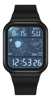 Reloj Deportivo Led Jovenes Niños Astronauta Sumergible Sd Color del bisel Negro