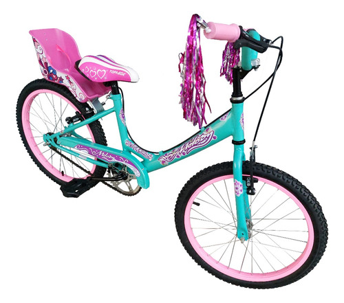 Bicicleta Rodado 20 Nena Con Porta Muñeca Y Flecos