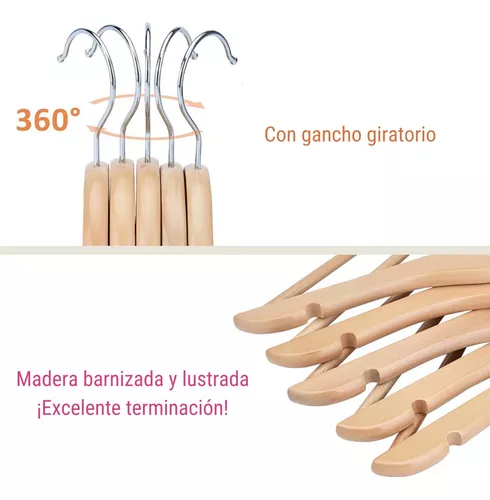 Pack De 10 Perchas De Madera Barnizadas - Niño- Bebe -adulto