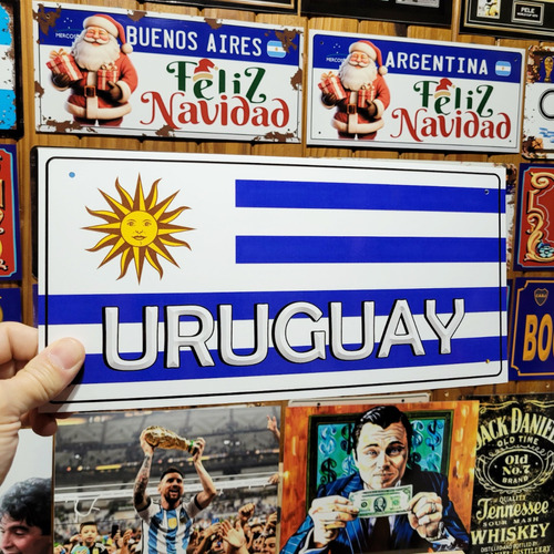 Cartel Chapa Bandera Uruguay Vintage Retro Apto Exterior