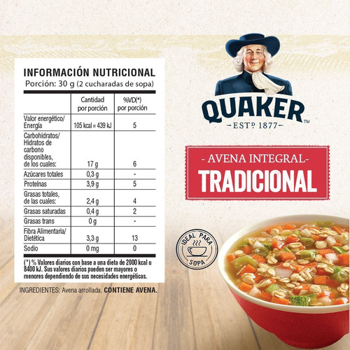 Imagen 3 de 3 de Quaker Avena Tradicional X 470 Gr