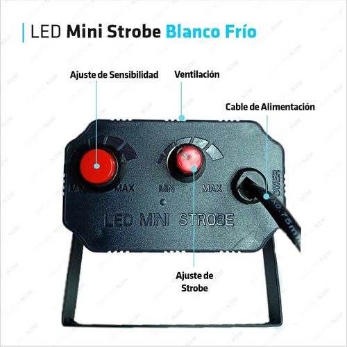 Imagen 3 de 10 de Flash Led Audioritmico 10w Blanco Efecto Strobe Luces Dj Boliche