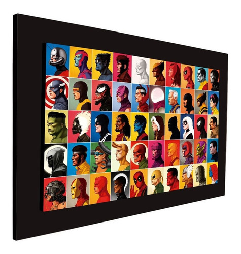 Imagen 2 de 3 de Cuadro 60x40cms Decorativo Marvel Faces+envío Gratis