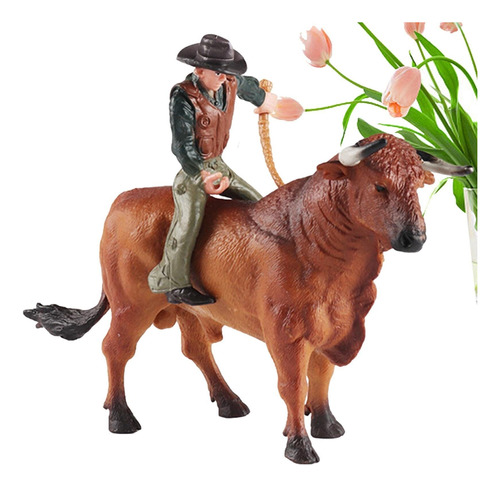Estatua De Montar A Toro, Playset De La Serie Cowboy.