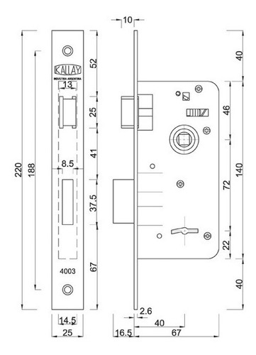 Imagen 2 de 6 de Kallay 4003 Cerradura Seguridad Puerta Exterior