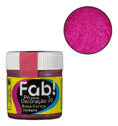 Pó Para Decoração Comestível Rosa Cereja 3g - Fab
