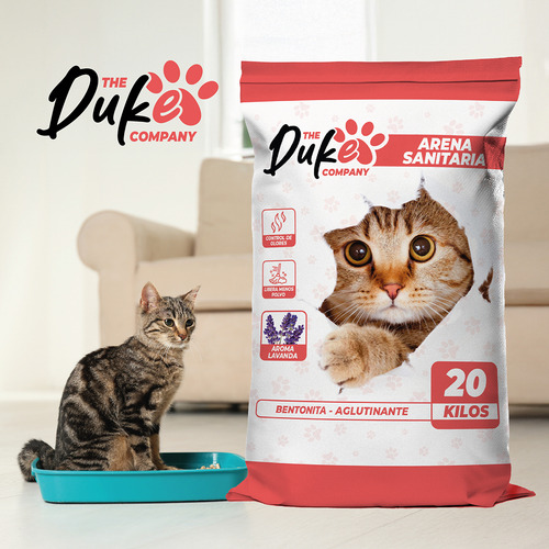 Arena Para Gato 20 Kilos Duke Bentonita Aglutinante Lavanda