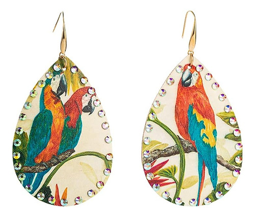 Aretes Lagrima Bohemio Para Mujeres Y Niñas Estampado Flores