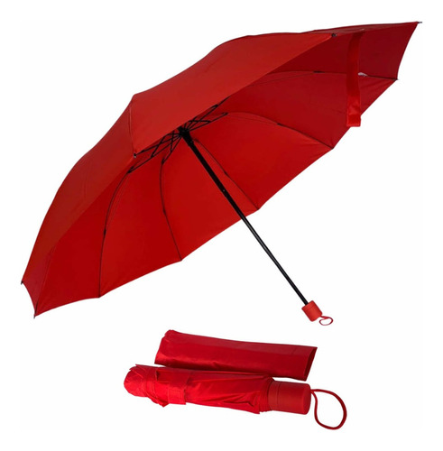 Guarda Chuva Grande Reforçado Cabe Na Bolsa Colorido Liso Cor Vermelho