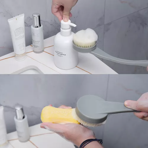 Cepillo de baño de mango largo para ducha, limpiador de espalda para ducha  con dispensador de jabón, cepillo de ducha con mango largo para cuerpo