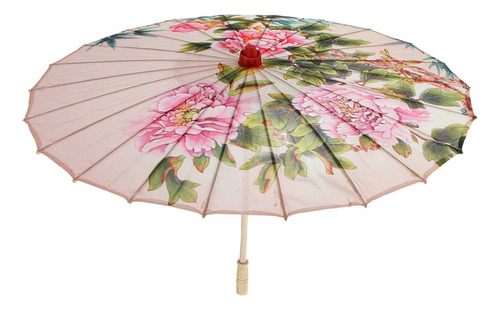 Q 2xvintage Paraguas Chino Parasol De Tela De Seda Boda