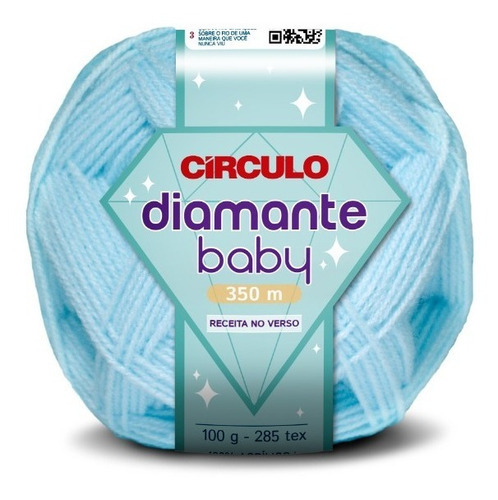 Lã Fio Diamante Baby Círculo 100g 165m - Crochê / Tricô Bebê Cor 2918 - Azul Bebe