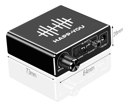 Conversor Áudio Óptico Toslink Coaxial P/ Rca E P2 C/ Volume