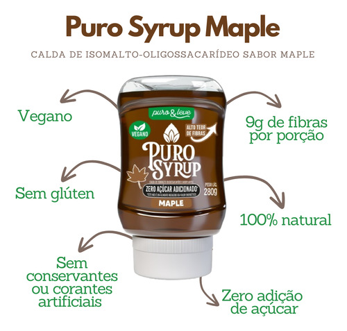 Calda Saudável Fibra Tapioca Sabor Maple Puro Syrup 3 Und