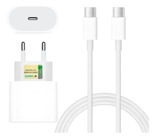 Carregador Turbo Tipo C Para Samsung S24 S23 S21 S20 Fe Plus Motorola Xiaomi LG Fonte Cor Branco