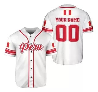 Nombre Personalizado Perú Bandera 3d Camiseta De Béisbol