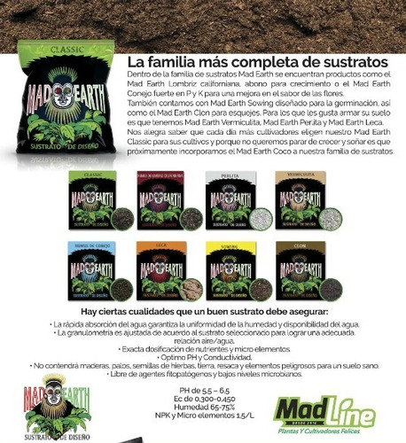 Imagen 3 de 3 de Humus De Conejo Mad Earth 5 Litros Cultivo Indoor Exterior