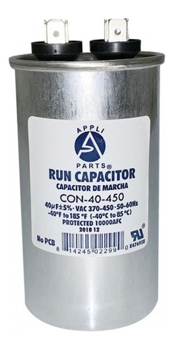 Capacitador / Condensador De Marcha 40uf 450v
