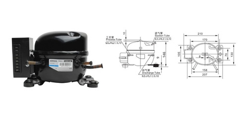 Imagen 4 de 4 de Bocha Compresor Para Heladera 12v Y 24v 1/10hp R134a
