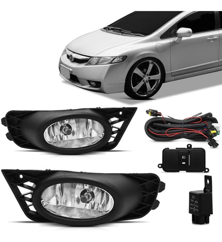 Kit Farol Milha Auxiliar Honda New Civic 2009 2010 2011