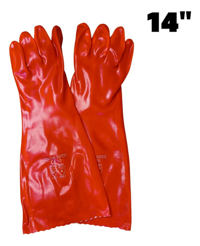 Guantes De Pvc Rojo Para Acidos Y Quimicos 14 Pulgadas