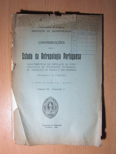 Estudo Da Antropologia Portuguesa, Vol.6 - A.xavier Da Cunha