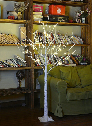 Birch Tree Lightshare De 4 Pies Con 48 Luces Led De Color Bl