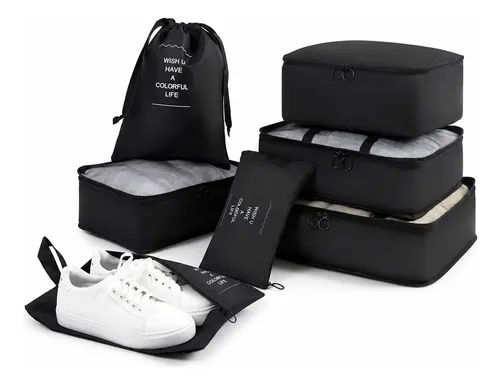 Kit Necessaire Organizadora Mala Viagem 7 Peças Resistente Preto