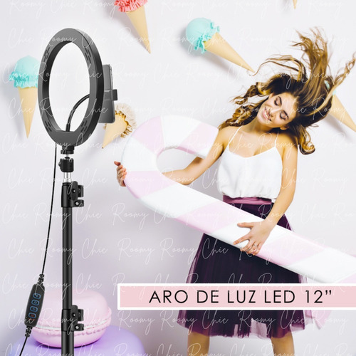 Aro Luz Led 30 Cm Soporte Tripie 2.10 Mt Lampara Maquillaje
