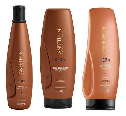 Kit Kera Shampoo Mascara Finalizador Aneethun - 3 Produtos