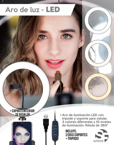 Aro De Luz LED Para Fotografia Maquillaje Para Celular Con Tripode