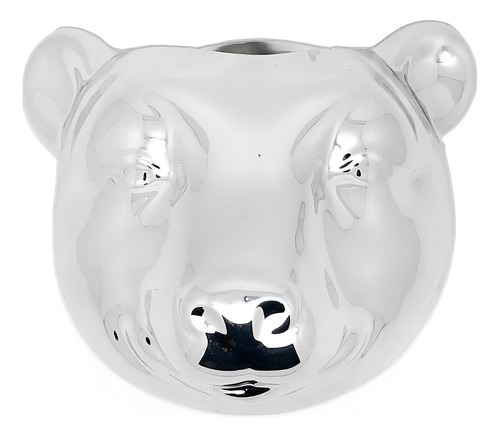 Vaso De Parede Cachepot Urso Prateado Cerâmica