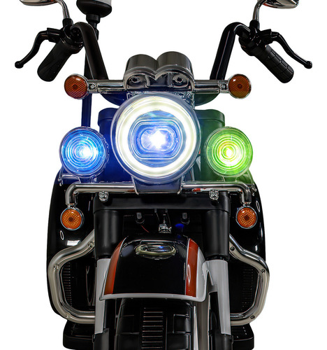 Motocicleta Montable Chopper Niños Policia Little Monkey Bluetooth Usb Color Negro